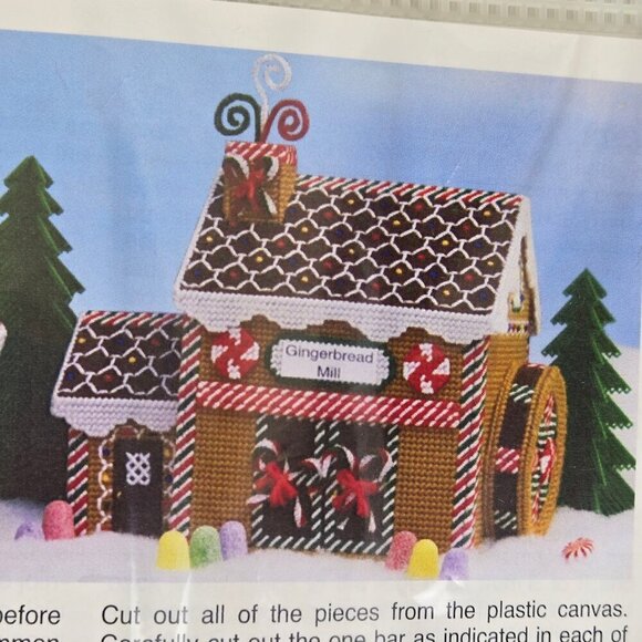 Mary Maxim #15762 "Gingerbread Mill" Plastic Canvas Kit Supplies Instructions - Picture 1 of 6